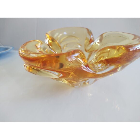Vintage Chalet Canada Art Glass Amber Bowl 1960's - Picture 10 of 11